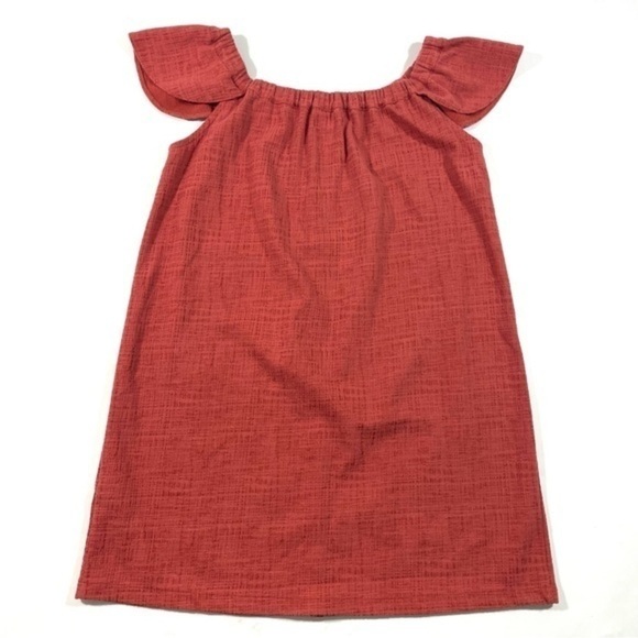 Madewell Off The Shoulder Dress Orange Textured - Picture 3 of 9